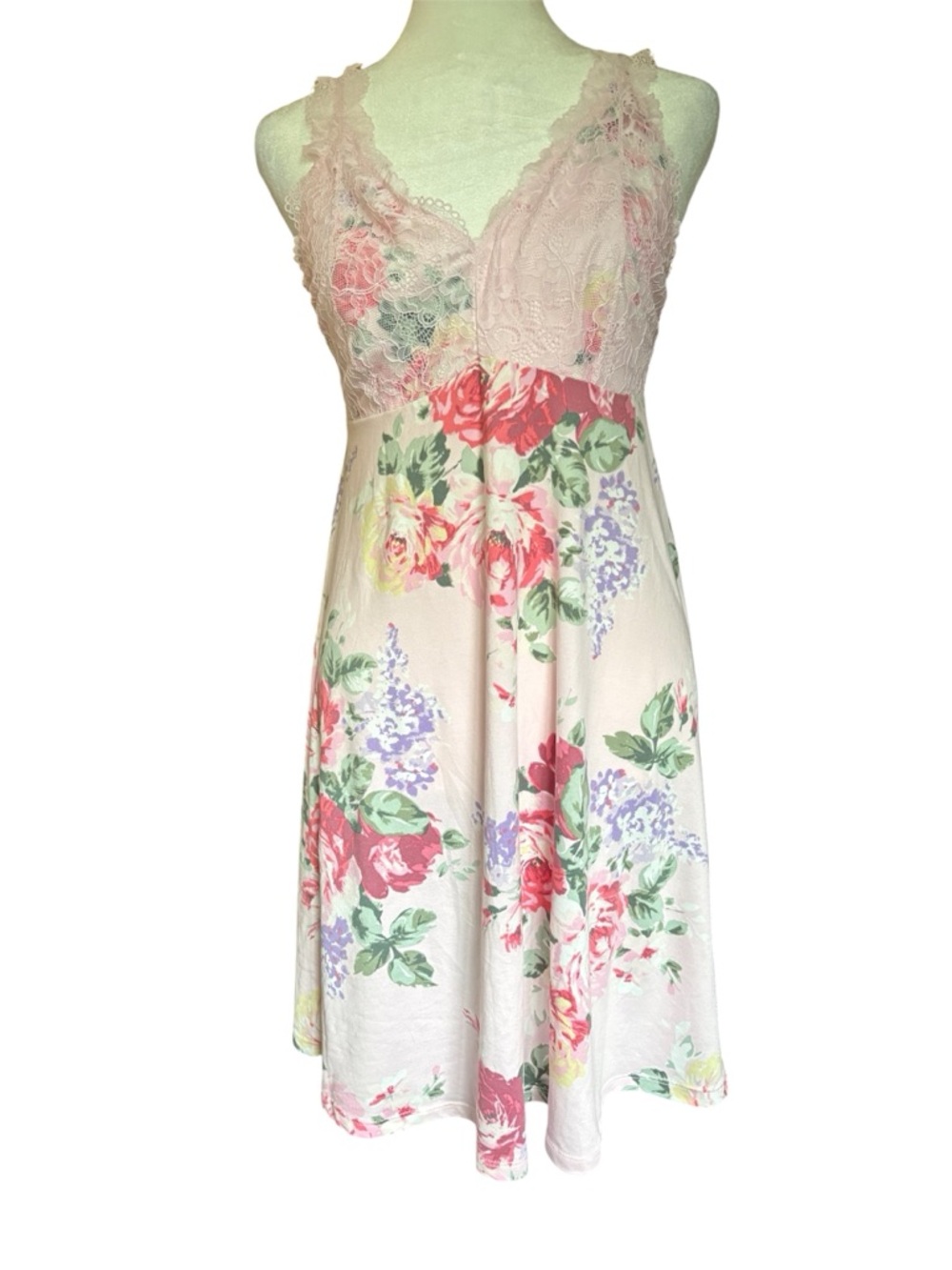 Flora Nikrooz Pink Floral Lace slip dress size large